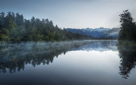 Wallpaper X Px Calm Forest Lake Landscape Mist