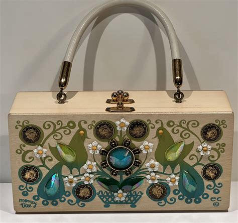 Vintage Enid Collins Money Tree Blue S Box Bag W Gem