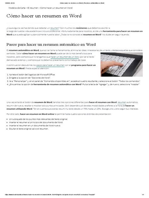 Cómo Hacer Un Resumen en Word - Resumen Automático en Word | PDF