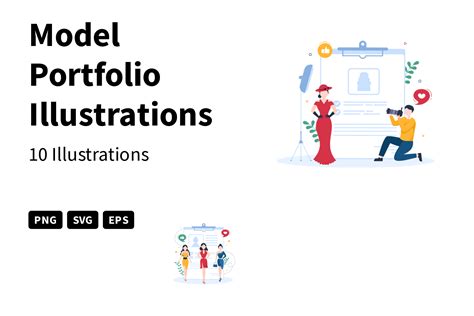 Model Portfolio Illustration Pack - 10 People Illustrations | SVG, PNG ...