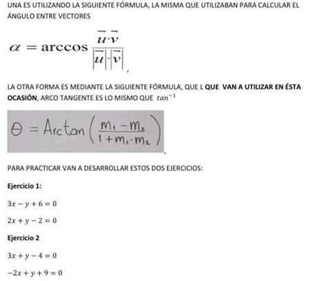 aAyudaaaaaa al cacular el ángulo entre dos rectas ayuda x fa está en la