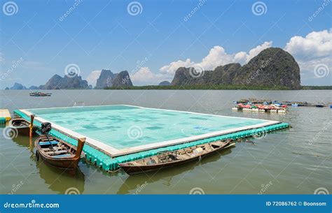 Green Floating Football Pitch At Panyi Island, Thailand Stock ...