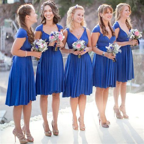 Royal Blue Short Convertible Jersey Bridesmaid Dresses For Summer Wedding Ab1153 Royal Blue