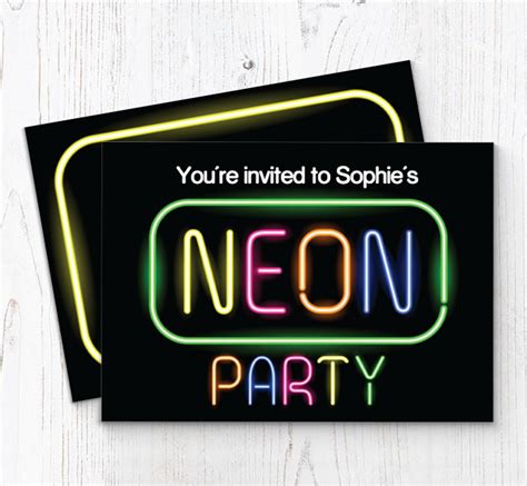 Neon Party Invitations | Personalise Online Plus Free Envelopes | Putty ...