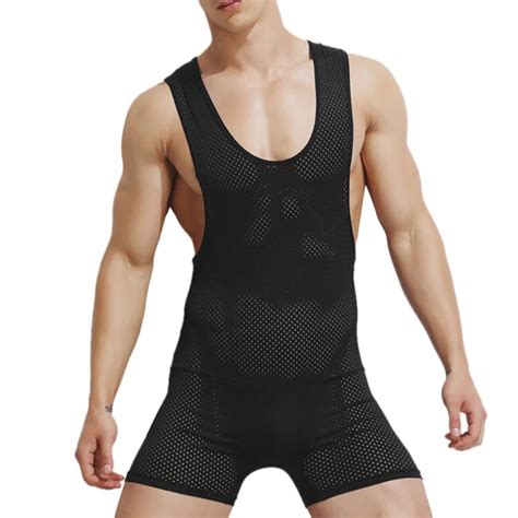 Sexy Underwear Men One Piece Undershirt Wrestling Singlet Breathable