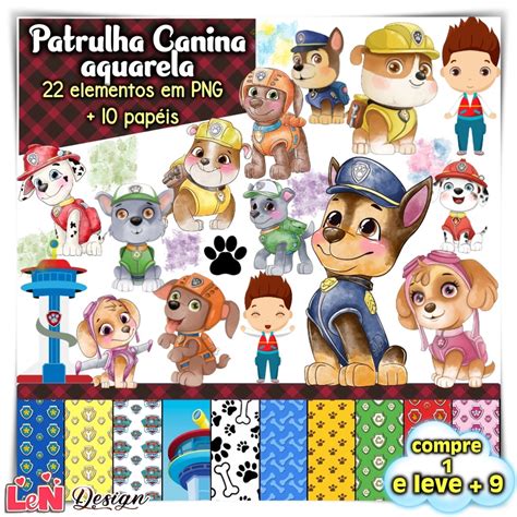 Kit Digital Patrulha Canina Aquarela Elo Produtos Especiais