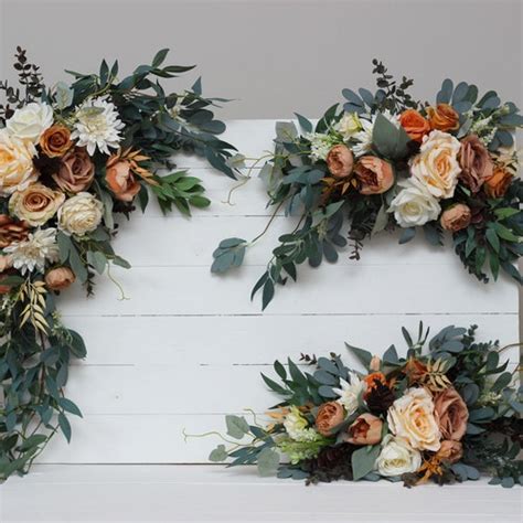 Rust Boho Wedding Flower Arch Arrangement Wedding Flowers Etsy