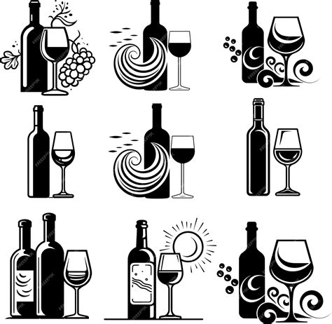 Premium Vector Wine Bottle Glass Silhouette Vector Illustration