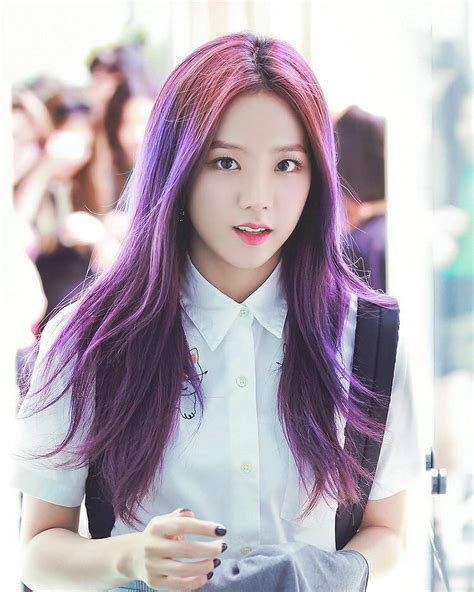 Blackpink Jisoo Purple Hair Korean Girl Groups Winter Hats Icons