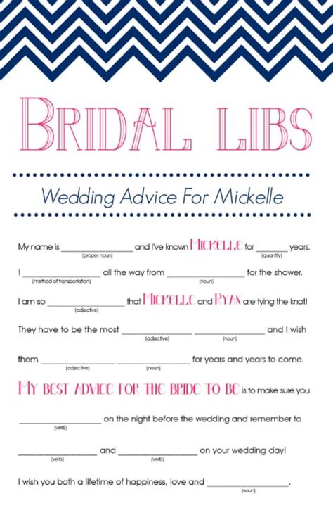 Bridal Mad Libs Printable Bridal Shower Games Popsugar Love And Sex