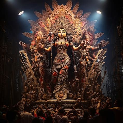 Premium AI Image | illustration of Durga Puja festival in Kolkata