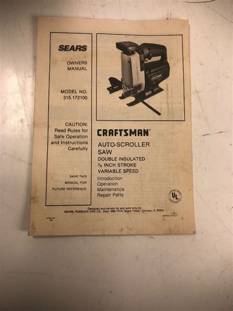 Sears Craftsman Auto Scroller Scroller Saw Variable Speed 1 4 Hp 315 172100 Ebay