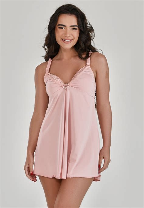 Camisola Amamenta O Em Microfibra Detalhe Renda Be Lingerie