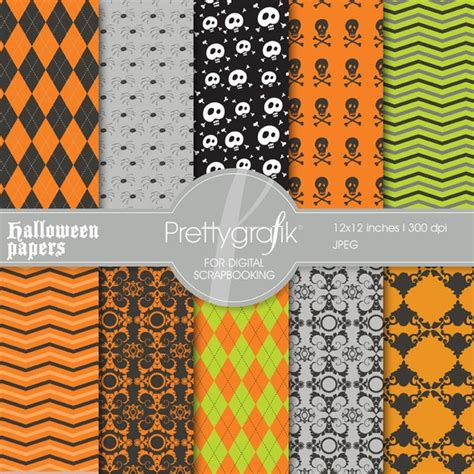 Halloween Digital Paper Commercial Use Scrapbook Papers - Etsy