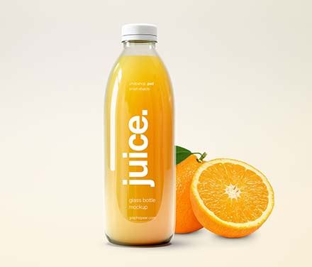 Free Glass Bottle Juice Mockup (PSD)