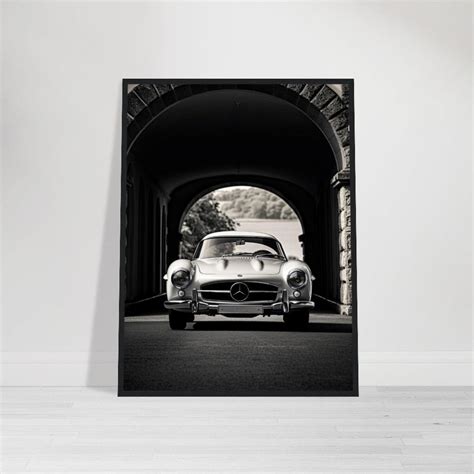 Mercedes Sl Gullwing Gerahmter Druck Oldtimer Wandkunst Seltenes