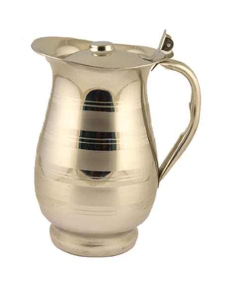 Indian Design Fine Stainless Steel Water Pitcher Jug W Lid 9 17