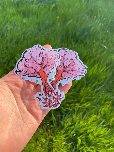 Kitsune Cherry Blossom Sticker Etsy