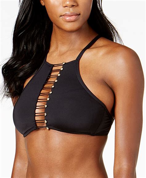 Kenneth Cole High Neck Cutout Bikini Top Macys