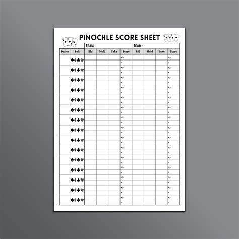 Pinochle Score Sheet Double Pinochle Score Sheet Pinochle Card Game