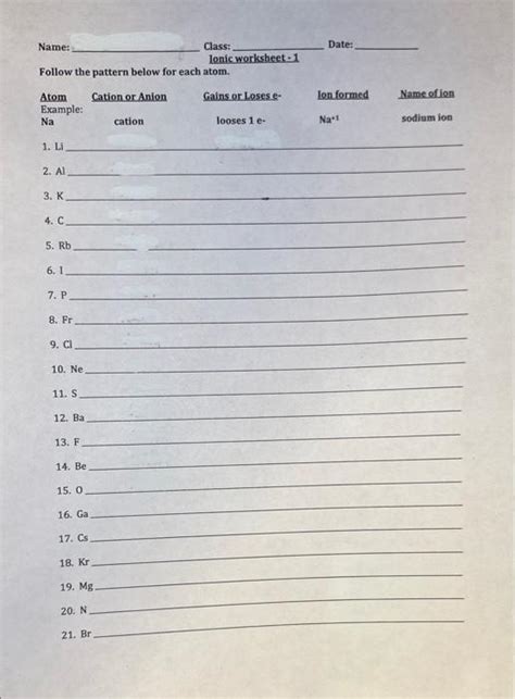 Solved Name Class Date Ionic Worksheet Follow The Chegg