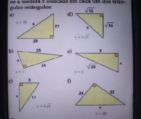 Aplicando O Teorema De Pitágoras Determine X Braincp