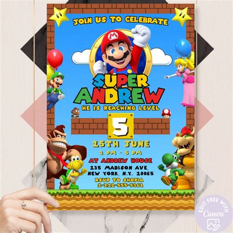 Mario Bros Invitation Super Mario Birthday Invitation Mario Invite