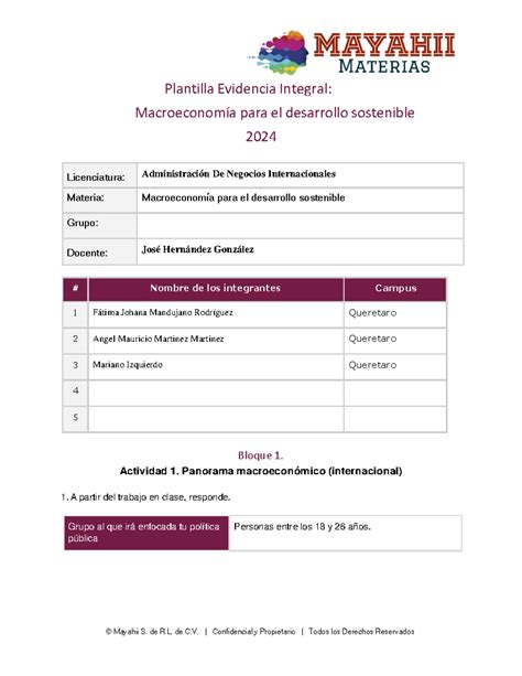 ACT 5 Plantilla de Evidencia Integral Macroeconomía FJMR Plantilla