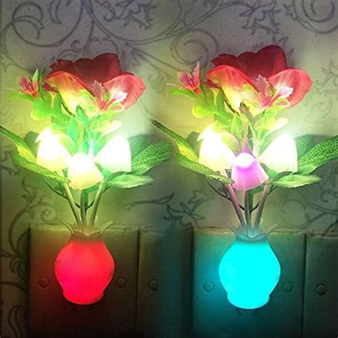 Utlk Pack Plug In Led Mushroom Night Light Lamp With Dusk To Dawn