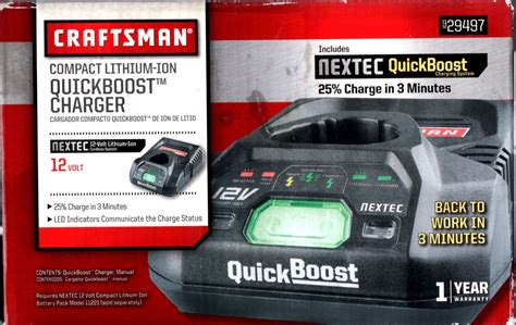 Craftsman Nextec 32029497 12v Lithium Ion Quick Boost Battery Charger Nib Power Tool