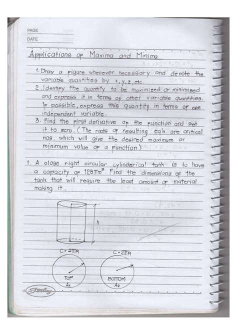 SOLUTION: Applications of maxima and minima - Studypool