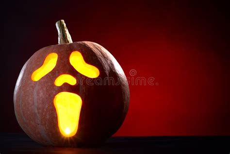 Halloween Pumpkin in a Form of Scream Mask Stock Image - Image of ...