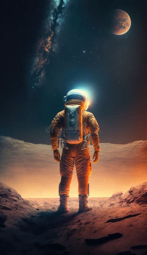 Astronauta E Astronauta Explorando O Espaço Profundo Ilustração Stock