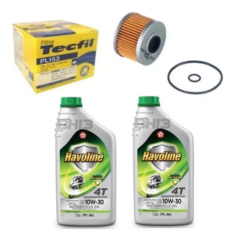 Kit Troca Óleo Havoline 10w30 Honda Cb300 Xre300 Pl153