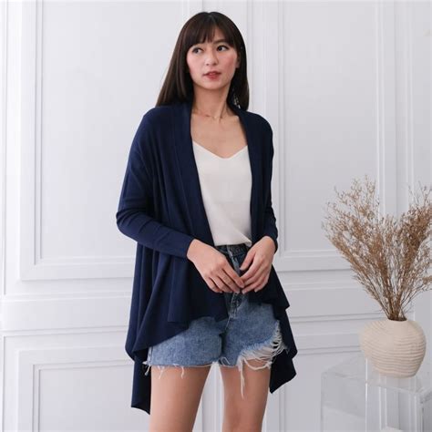 Long Leaf Cardigan Cardigan Rajut Premium Wanita Cardigan Lengan