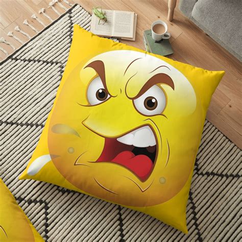 "Angry Smiley Face Emoticon" Floor Pillow by allovervintage | Redbubble