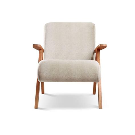 Poltrona Braço de Madeira Laguna Linho Nude 100 MadeiraMadeira