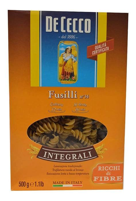 Pasta Marinter De Cecco Fusilli Integral N34 Caja Con 500g MercadoLibre