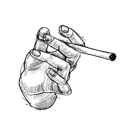 Mão segurando uma ilustração de cigarro Vetor Premium