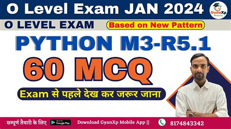 Python Programming M3 R5 1 Python 60 MCQ O Level Python MCQ