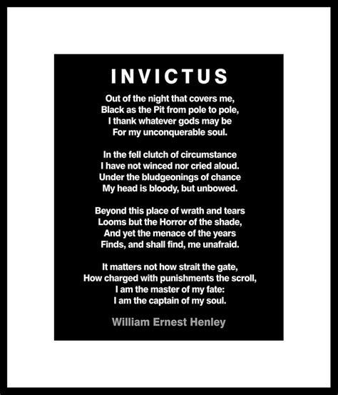 Invictus Inspiring Poem Print or Poster Unframed - Etsy