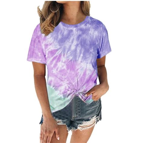 Wispr Womens Round Neck Tie Dye Twist Print T Shirt