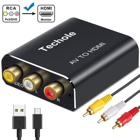 Rca Vers Hdmi Adaptateur Aluminium Techole Rca Composite Av Vers Hdmi