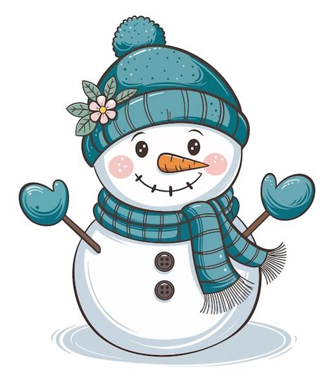 Um Bonito Clipart De Boneco De Neve Vetor Premium