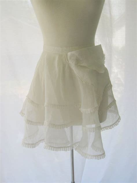 Vintage Sheer White Half Apron With Handkerchief Pocket 1950s Etsy