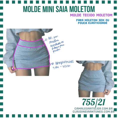 Molde Mine Saia Moletom 755 21 CAMALEOA ATELIER DE COSTURA