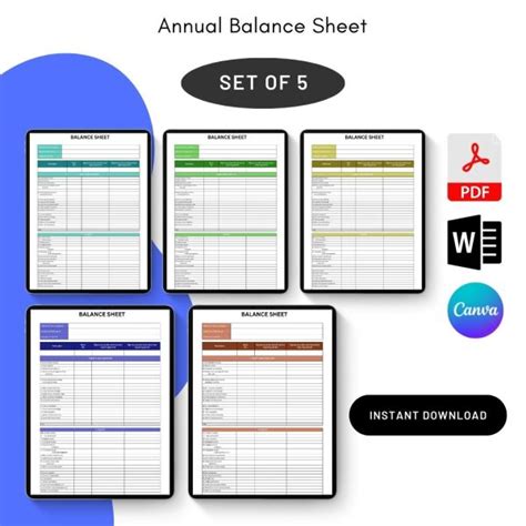 Annual Balance Sheet Template PDF, Word, Excel