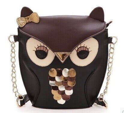 Mayfull Pu Leather Owl Shoulder Bag Women Cartoon Zipper Chain