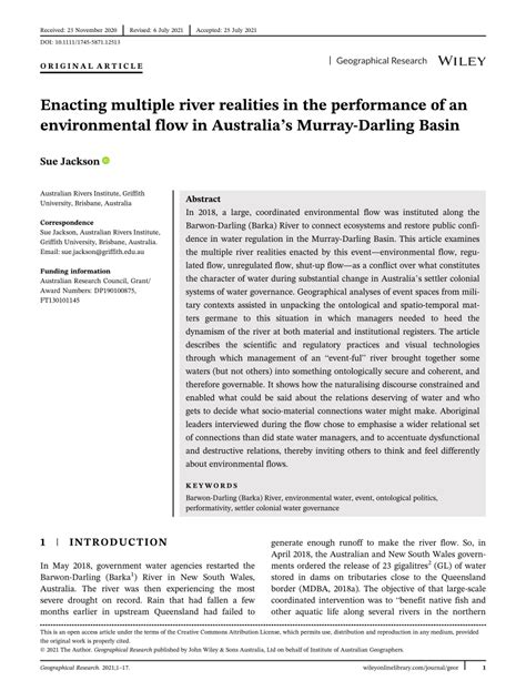 Pdf Enacting Multiple River Realities In The Performance Of An