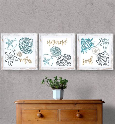 Coastal Bathroom Wall Art Nautical Print Set of 3 Bathroom - Etsy